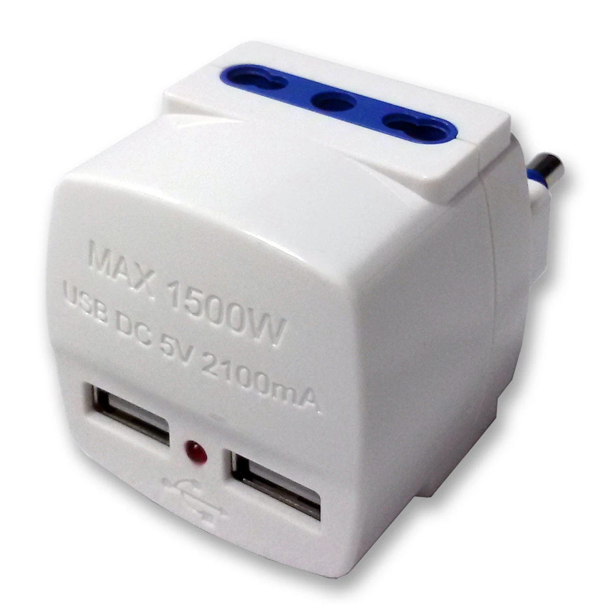 5691 - 2 OUTLET ADAPTER PLUG ITA 16A PLUS 2 USB 5V 2.1A
