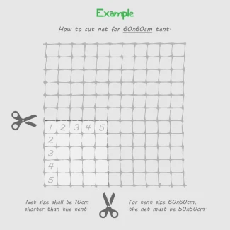 TENT NET 120X120 RETE SORREGGI PIANTE PER BARRE DA 15 A 18 MM DI DIAMETRO