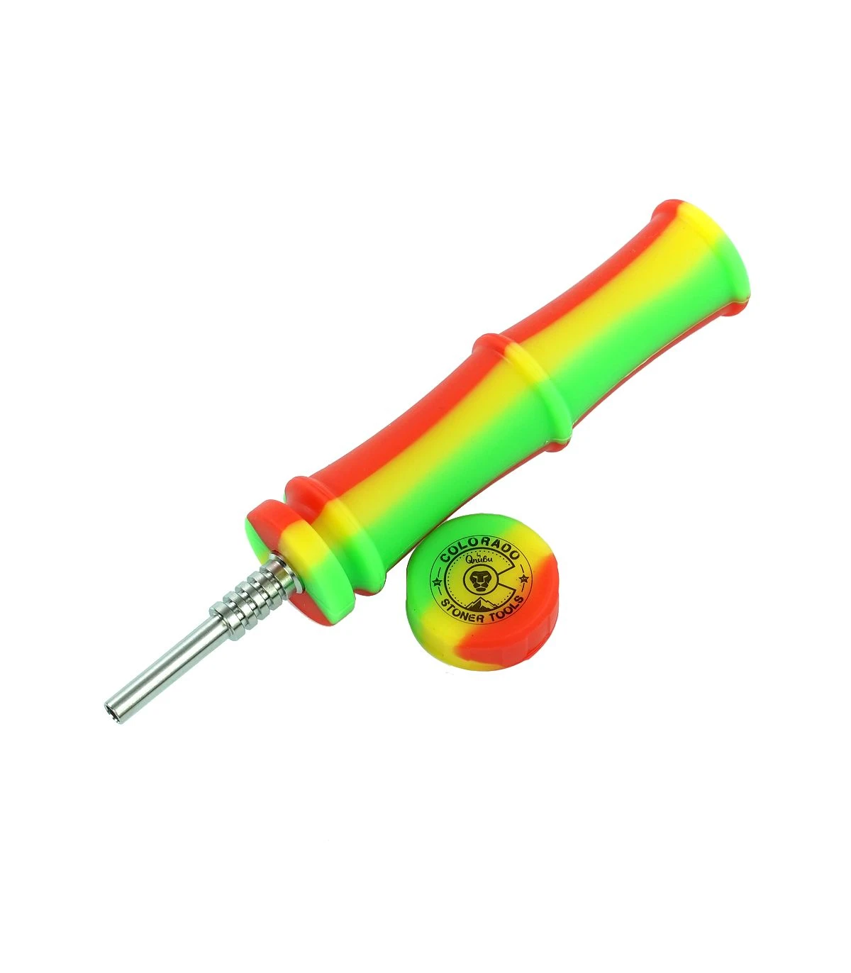 MAEX0146 - QNUBU - NECTAR COLLECTOR "BAMBOO" IN SILICONE CON PUNTA IN TITANIO | 14,6 CM